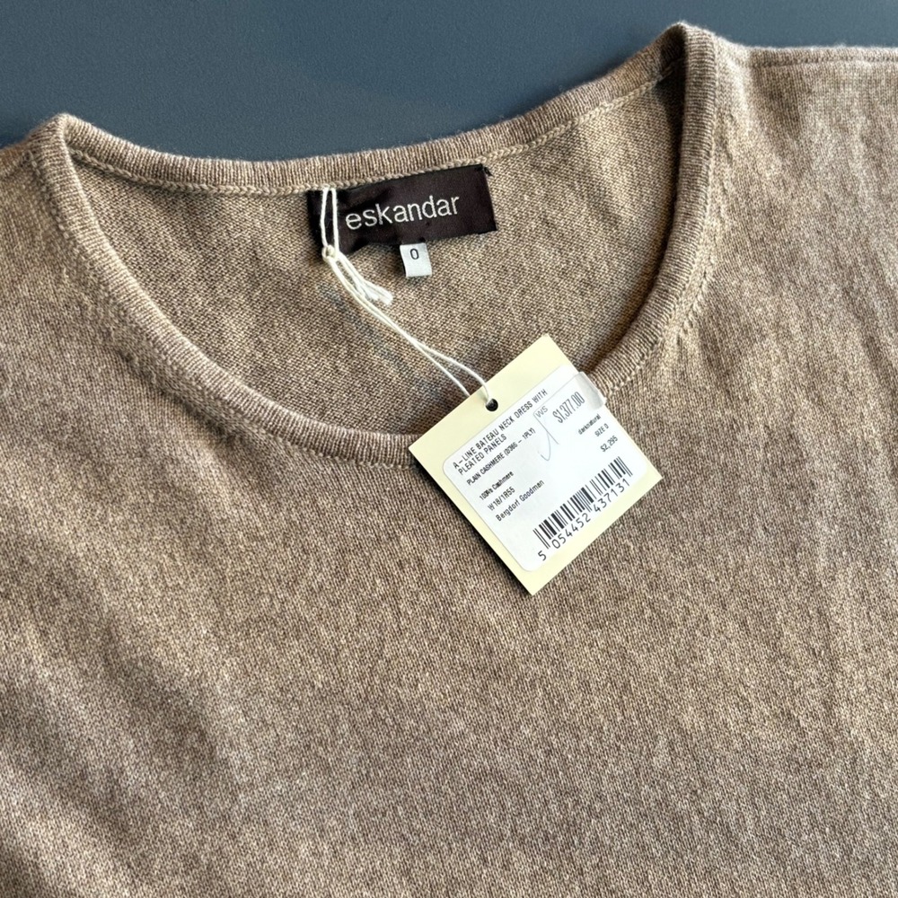 NEW Eskandar 100% Cashmere Bateau Tunic Dress | Size 0 (S–M) | Oatmeal - Picture 13 of 13